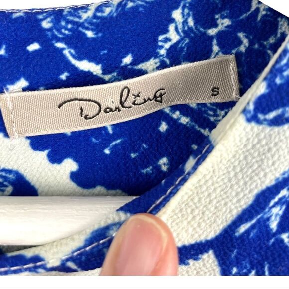 DARLING Porcelain Blue White Paisley Floral Print Brigette Tunic Dress Size S - Picture 5 of 8